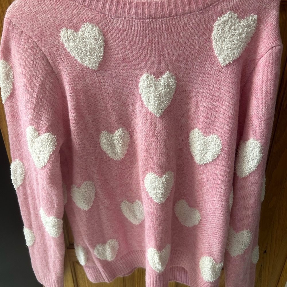 - Cupcakes and cashmere Stanley pink white hearts Easter Sakura sweater.